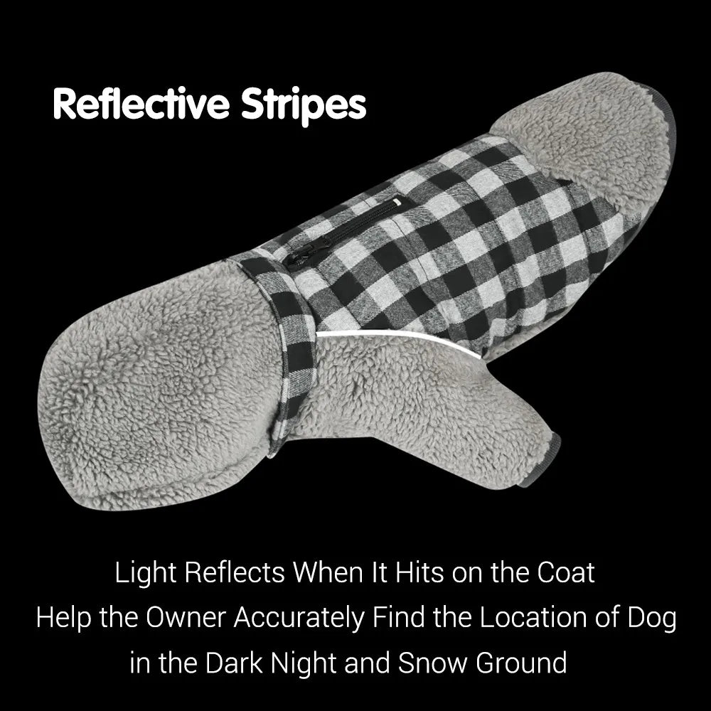 Winter Dog Clothes Plaid Reversible Thick Dog Coats for Small Medium Large Dogs Super Soft Warm Pet Clothing with Removable Hood Fashion Style