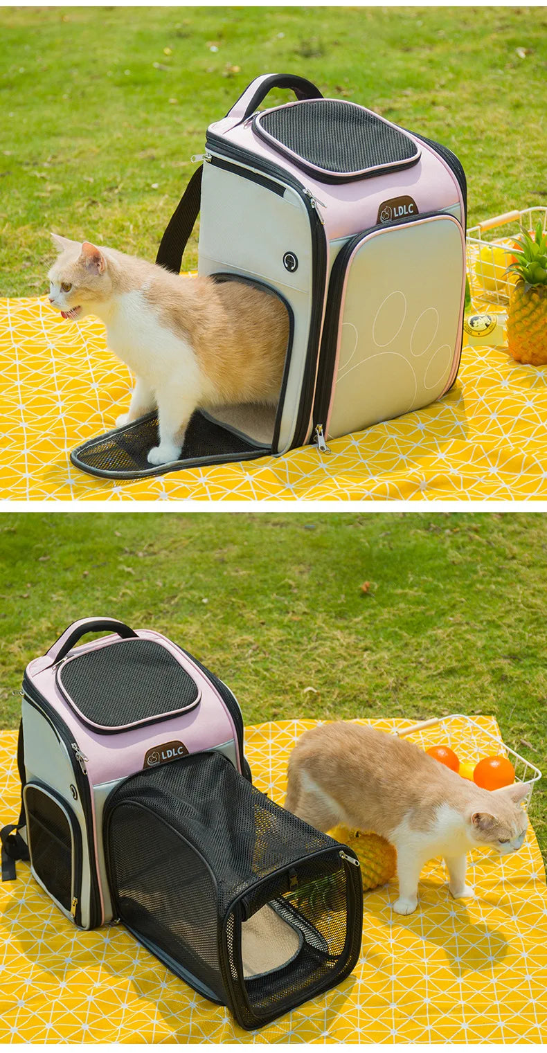 Expandable Cat Carrier Backpack Large Capacity Puppy Dogs Breathable Carrying Bags Small Pet Foldable Outdoor Travel Backpacks