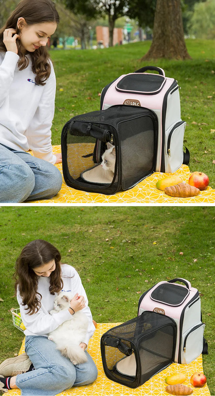 Expandable Cat Carrier Backpack Large Capacity Puppy Dogs Breathable Carrying Bags Small Pet Foldable Outdoor Travel Backpacks