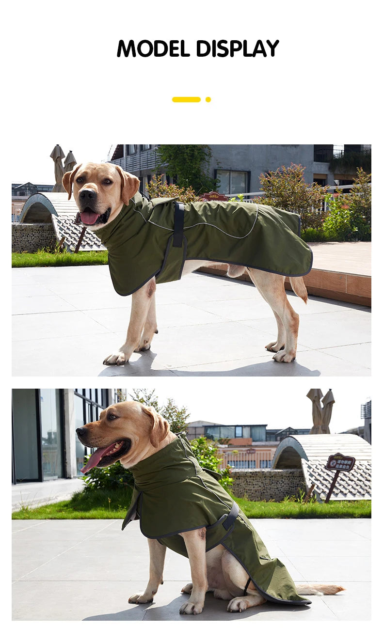 Winter Dog Jacket for Medium Large Dogs Waterproof Outdoor Pet Clothes Windproof Dog Raincoat Warm Poncho for Doberman Shepherd