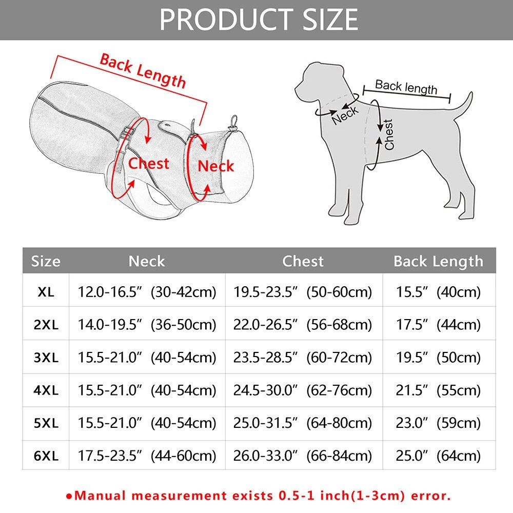 Waterproof Dog Winter Jacket Reflective Windproof Big Dog Clothes Soft Dog Coat Jackets Adjustable for Medium Large Dogs Pitbull