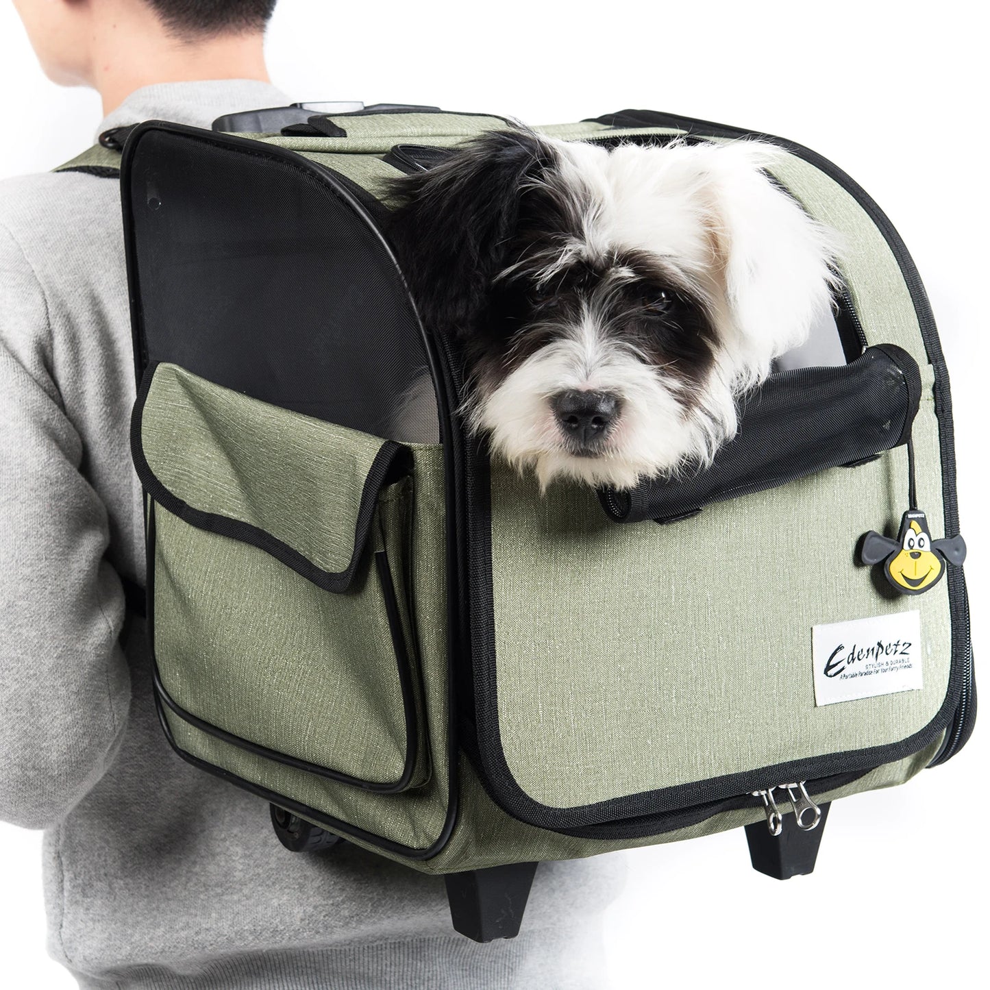 Sac à dos pour animaux de compagnie sur roues multifonctionnel respirant chat sac de Transport compagnie aérienne approuvé poussette pour animaux de compagnie pour chiens chat