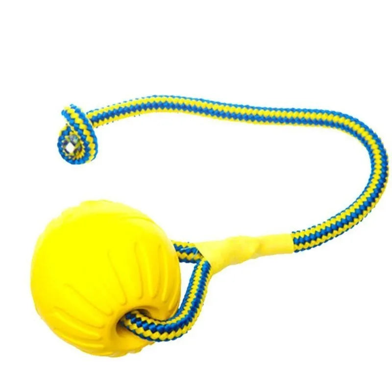 1 unidad de dientes de goma indestructibles para cachorros, pelota de entrenamiento divertida, juguetes para masticar, juego para buscar, sólido con cuerda transportadora, juguete para perros