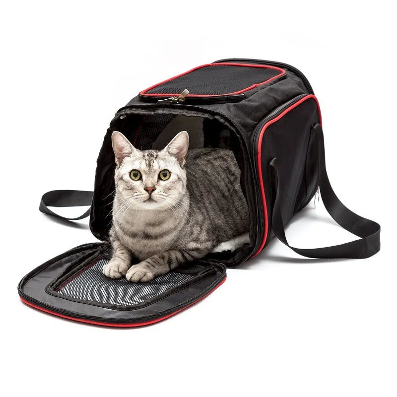 Breathable Dog Carrier Bag with Large Space for Pets Best for cats Dogs Expandable Soft Handbag for Travel and Outdoor Activitie