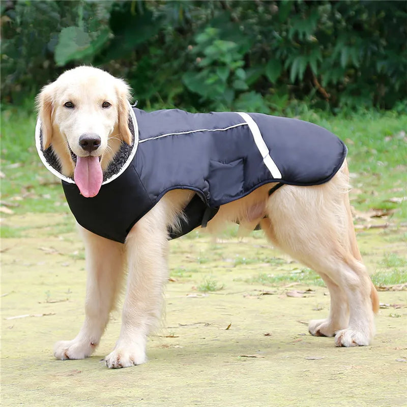 Ropa de invierno para perros de diseñador, chaquetas acolchadas reflectantes impermeables para perros medianos y grandes, abrigo cálido y grueso de lana para mascotas, ajustable