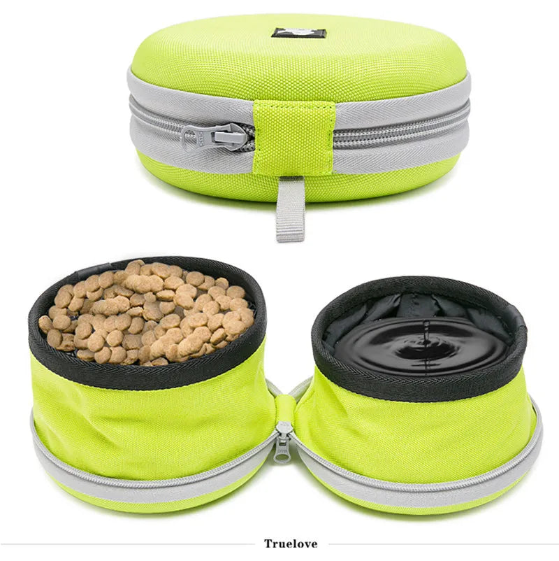 Bol pliable à 2 voies pour chien, Double pour tapis alimentaire, voyage, course, marche, randonnée, Camping