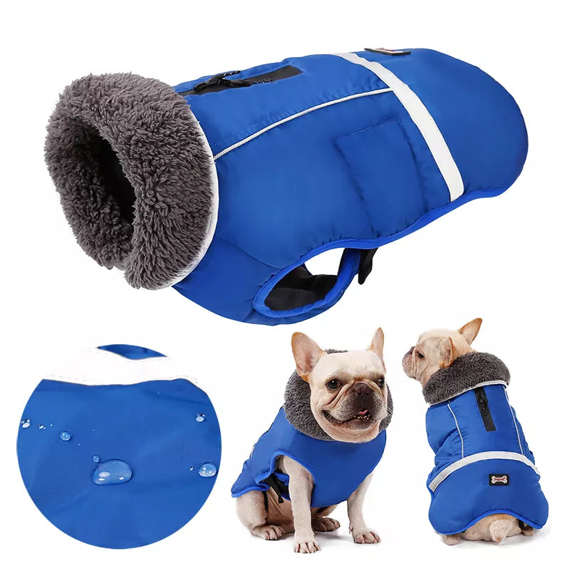 Ropa de invierno para perros de diseñador, chaquetas acolchadas reflectantes impermeables para perros medianos y grandes, abrigo cálido y grueso de lana para mascotas, ajustable