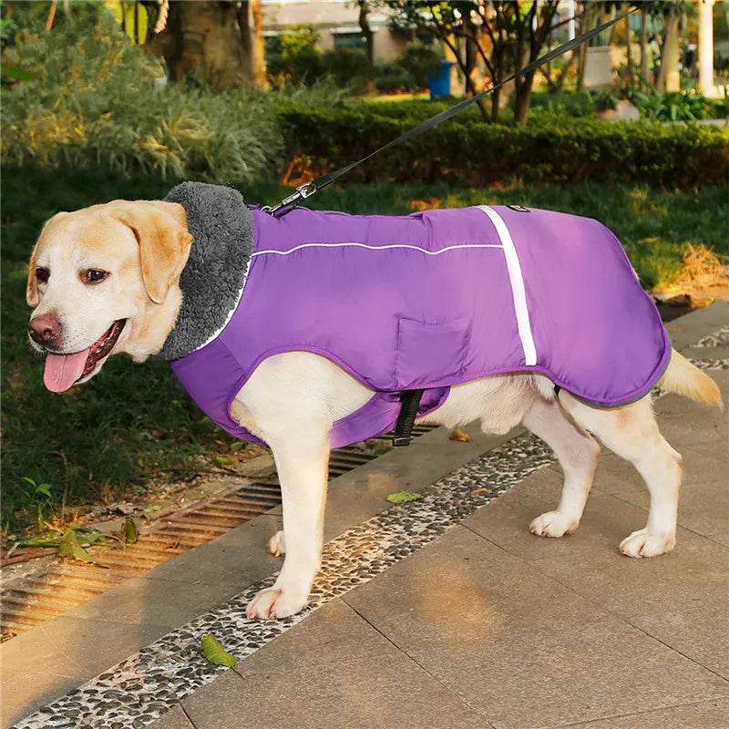 Ropa de invierno para perros de diseñador, chaquetas acolchadas reflectantes impermeables para perros medianos y grandes, abrigo cálido y grueso de lana para mascotas, ajustable