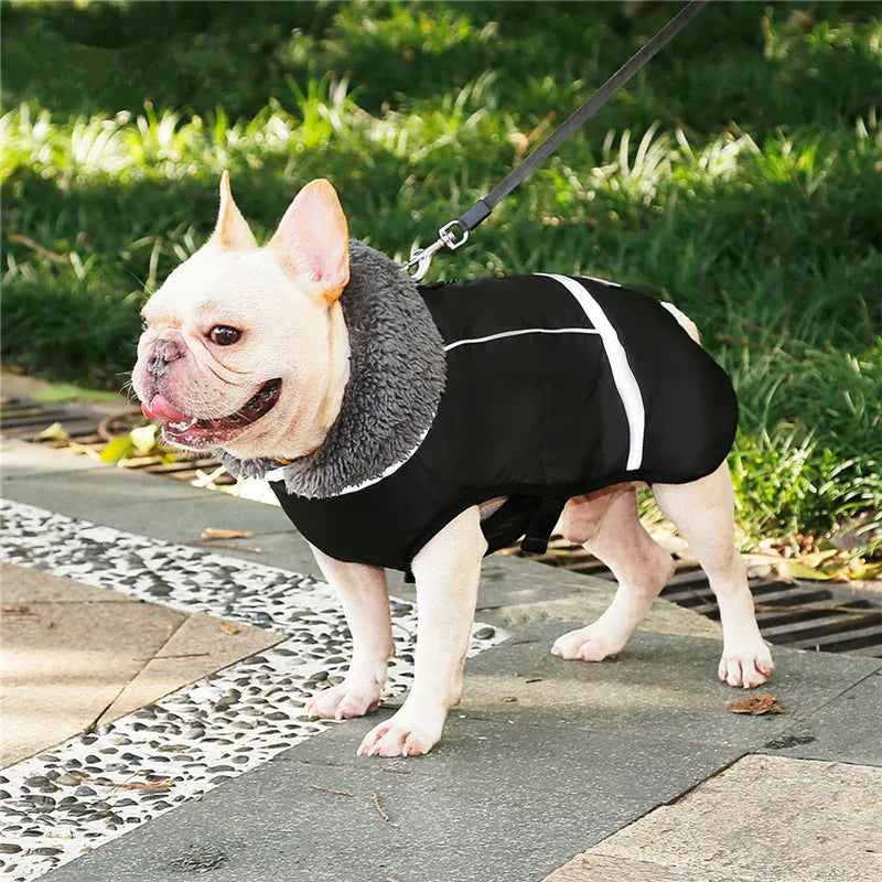 Ropa de invierno para perros de diseñador, chaquetas acolchadas reflectantes impermeables para perros medianos y grandes, abrigo cálido y grueso de lana para mascotas, ajustable