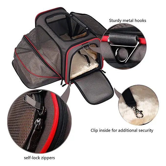 Breathable Dog Carrier Bag with Large Space for Pets Best for cats Dogs Expandable Soft Handbag for Travel and Outdoor Activitie