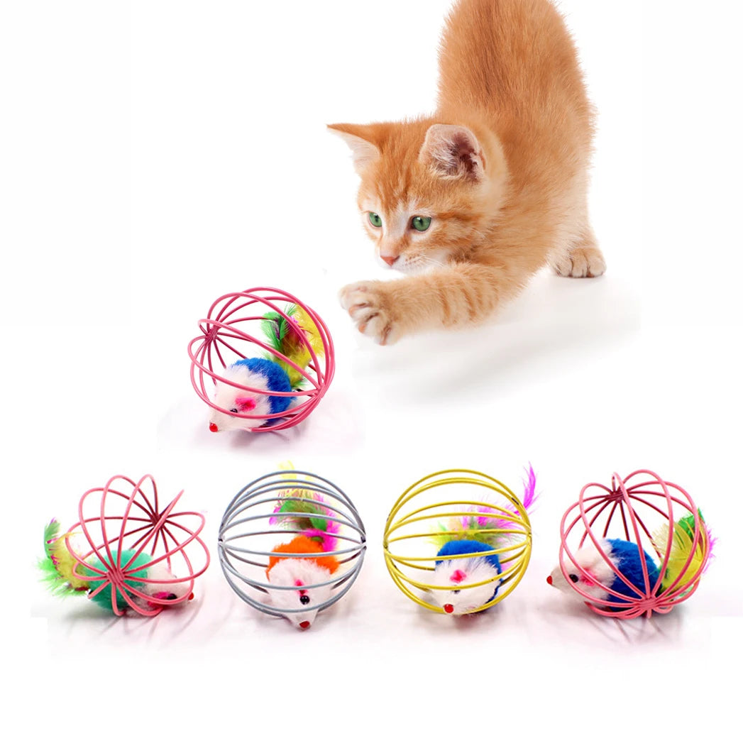 Palo de juguete para gato, varita de plumas con campana, jaula para ratón, juguetes de plástico Artificial, colorido, juguete de ingenio para gatos, suministros para mascotas, Color aleatorio, 1 ud.