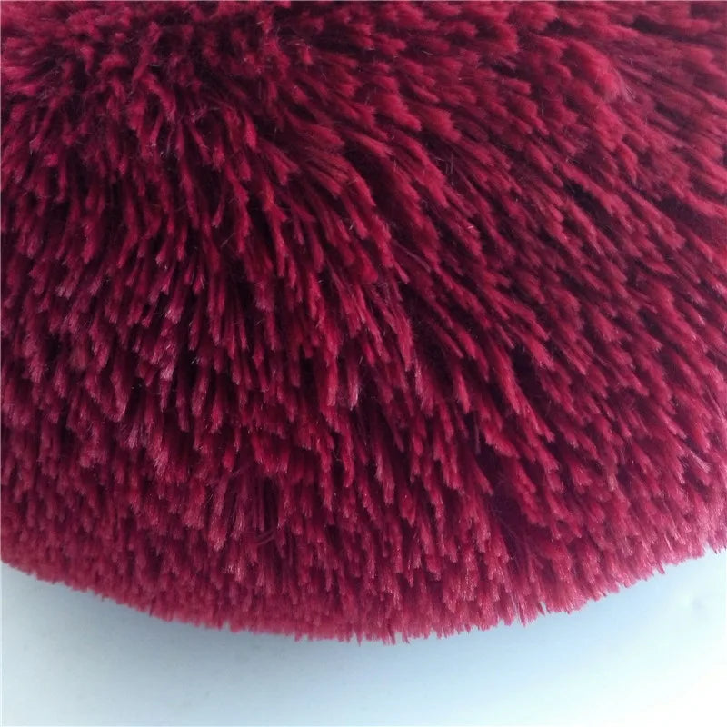 Washable Dog Bed with Zipper Luxury Long Plush Fur Round Donut Bed for Dogs Cat Super Soft Warm Removable Cover Dog Bed Sofa Mat