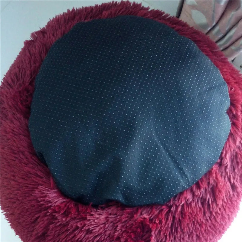 Washable Dog Bed with Zipper Luxury Long Plush Fur Round Donut Bed for Dogs Cat Super Soft Warm Removable Cover Dog Bed Sofa Mat