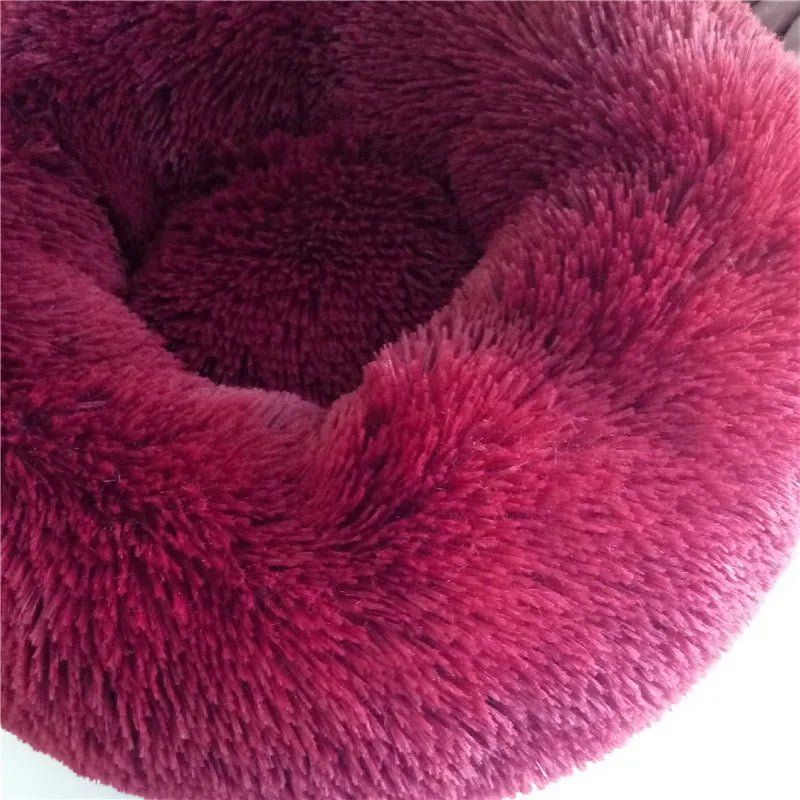 Washable Dog Bed with Zipper Luxury Long Plush Fur Round Donut Bed for Dogs Cat Super Soft Warm Removable Cover Dog Bed Sofa Mat