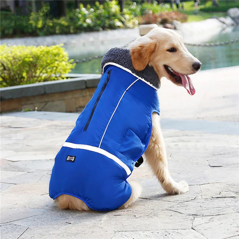 Ropa de invierno para perros de diseñador, chaquetas acolchadas reflectantes impermeables para perros medianos y grandes, abrigo cálido y grueso de lana para mascotas, ajustable