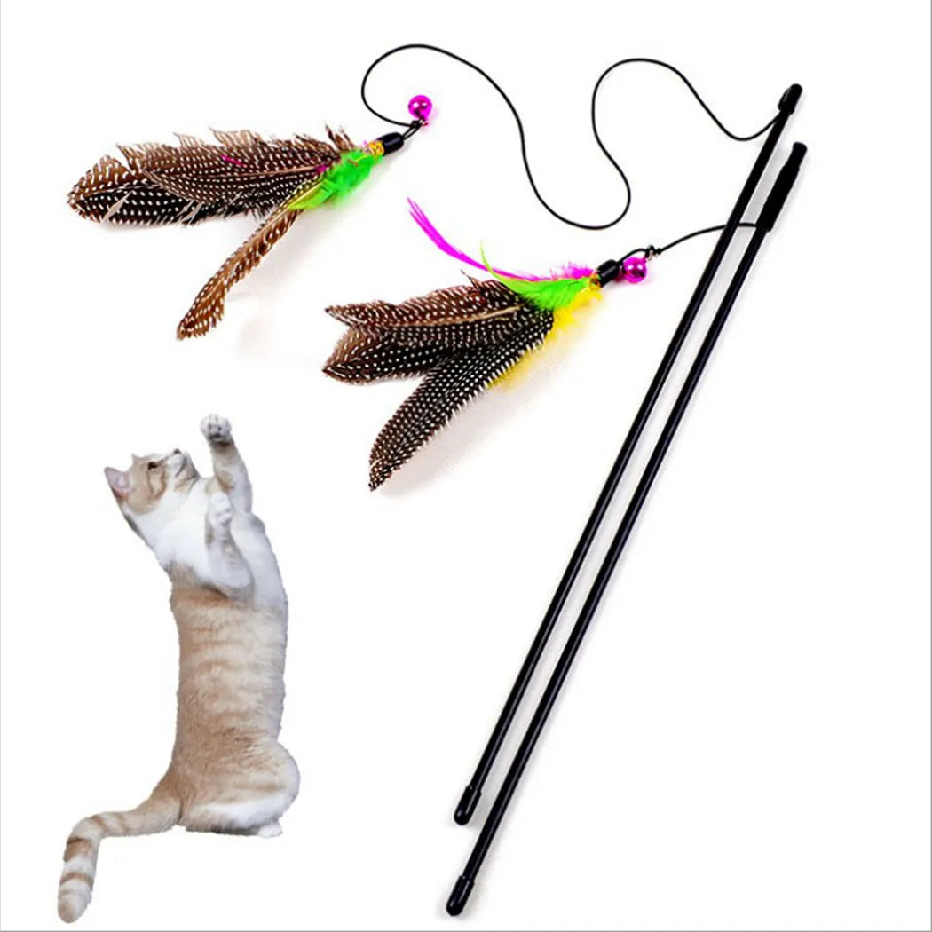 Palo de juguete para gato, varita de plumas con campana, jaula para ratón, juguetes de plástico Artificial, colorido, juguete de ingenio para gatos, suministros para mascotas, Color aleatorio, 1 ud.