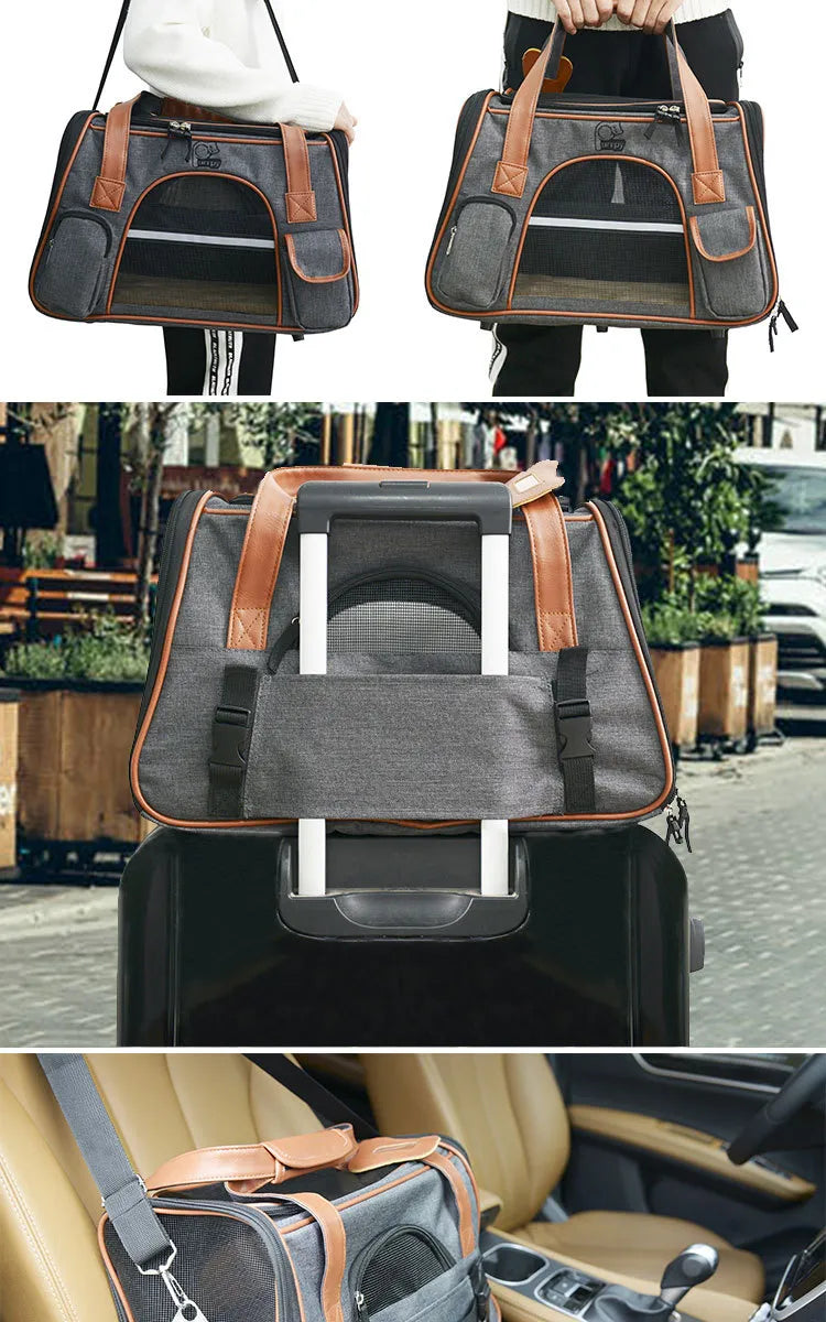 Dog Carrier Travel Car Seat Pet Carriers Portable Backpack Breathable Cat Cage Breathable Small Dog Travel Bag Airplane Approved