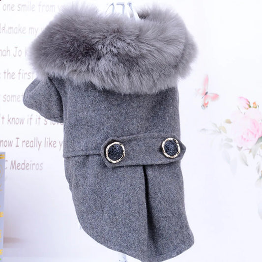 Ropa de invierno para perros, chaqueta con cuello de piel de Gato, abrigo, suéter, ropa acolchada cálida para cachorros, perros pequeños y medianos