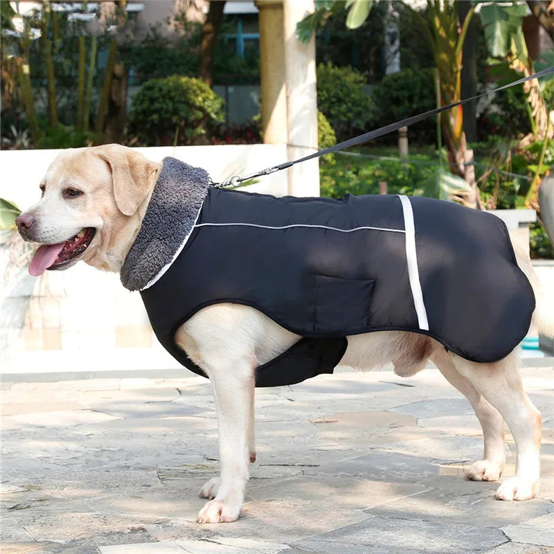 Ropa de invierno para perros de diseñador, chaquetas acolchadas reflectantes impermeables para perros medianos y grandes, abrigo cálido y grueso de lana para mascotas, ajustable