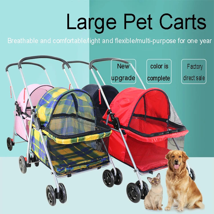 Transportation Pet Cart Carrier For Dogs Walking Cat Cart Siberian Husky Samoye Big Dog Portable Foldable Outdoor Station Wagon