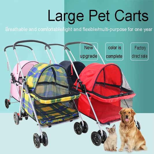 Transportation Pet Cart Carrier For Dogs Walking Cat Cart Siberian Husky Samoye Big Dog Portable Foldable Outdoor Station Wagon