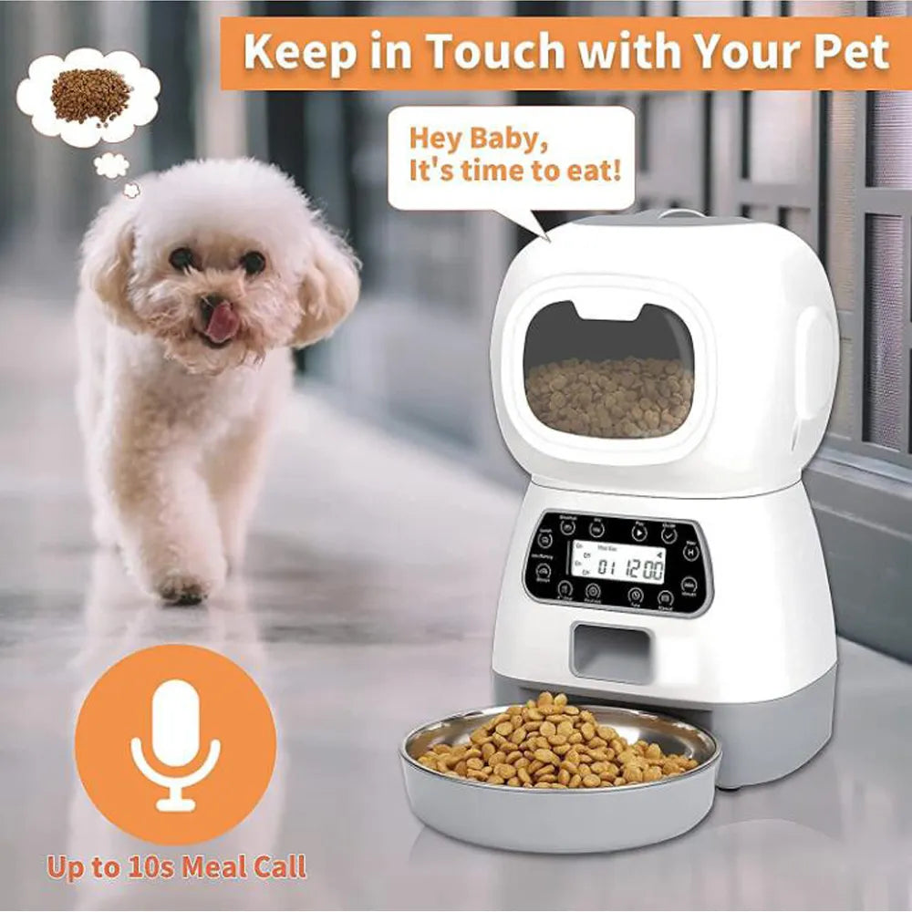 Alimentador automático de mascotas de 3,5l, dispensador de comida inteligente para gatos y perros, temporizador, tazón de acero inoxidable, alimentación automática para perros y gatos, suministros para mascotas