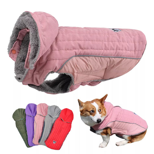 Winter Dog Clothes Thick Fleece Warm Dog Clothing Winter Dog  Jacket Reflective Adjustable Belly Quilted Dog Coat Removable Hood Fashion Style