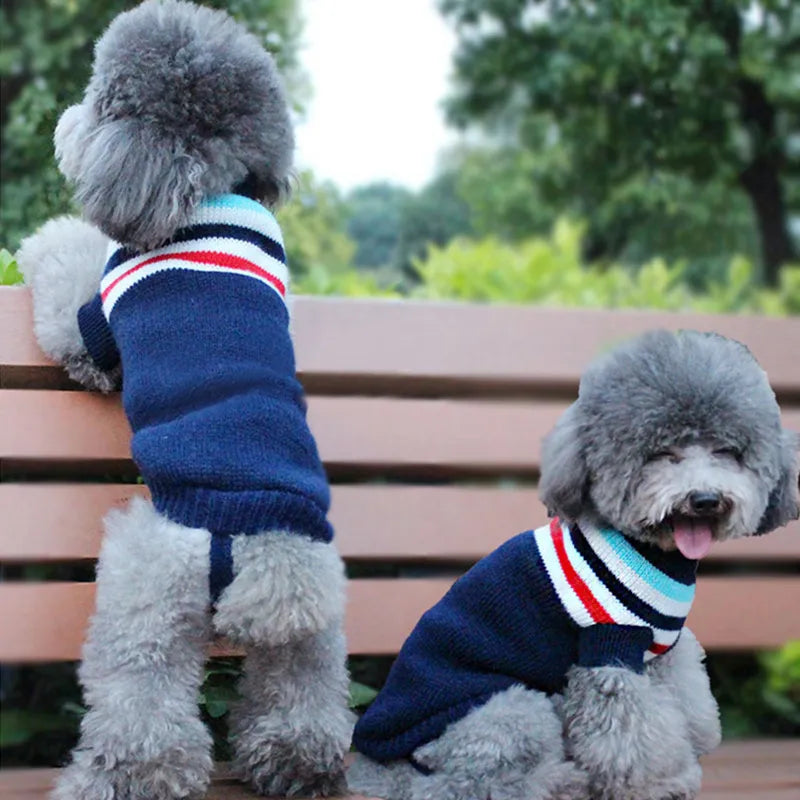 Ropa cálida para mascotas para perros pequeños y medianos Invierno Navidad Perros Suéter Ropa para mascotas Tejer Traje Abrigo Ropa con estampado de dibujos animados Estilo de moda