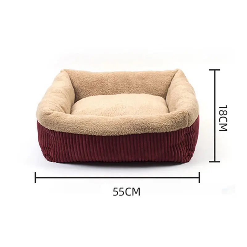 Round Square Lambswool Dog Beds for Small Dogs Luxury Sweet Mat Tray Cat Basket Cushion Sofa Pet Warm Puppies House