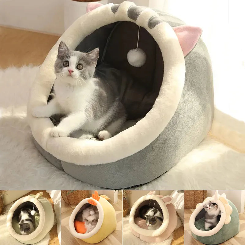 Lit pour chat à sommeil profond, panier chaud pour animaux de compagnie, maison confortable pour chaton, coussin de chaise longue, tente très douce, petit tapis pour chien, grotte, lit pour chats