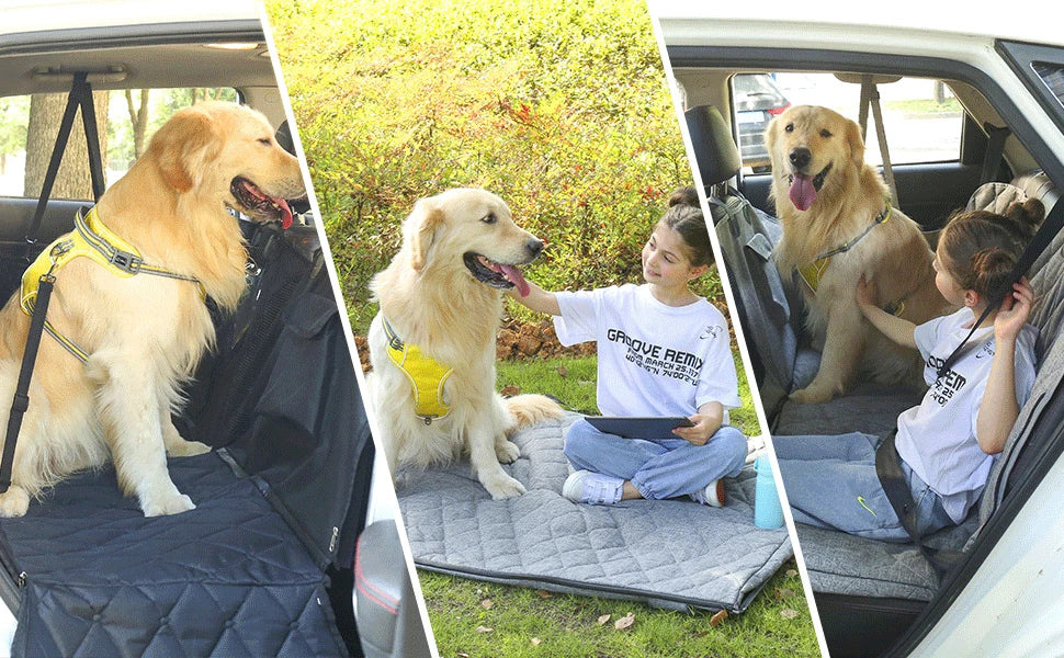 Dog Car Seat Cover Protector with Storage Pockets Washable Dog Hammock for Cars Trucks and SUV Safety Carrier For Dog Accessories