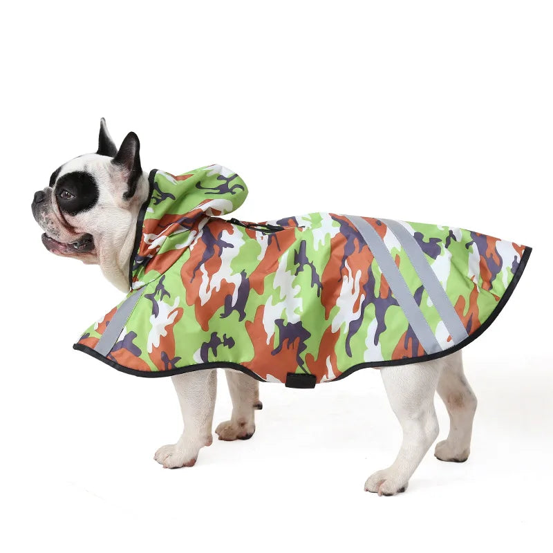 Manteau imperméable à capuche pour chien, Poncho, veste de pluie pour petits, moyens et grands chiens, vêtements pour animaux de compagnie, bouledogue français, XS-3XL