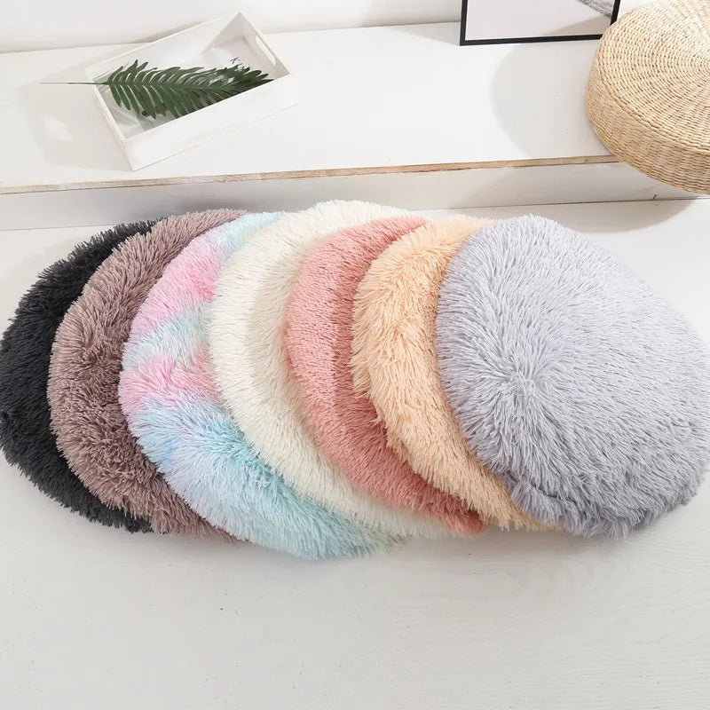 Esteras de cama para gatos de felpa, cama redonda para mascotas para gatos, perros pequeños, estera para dormir de lana suave para mascotas, nido para cachorros y gatitos, cojín para mascotas