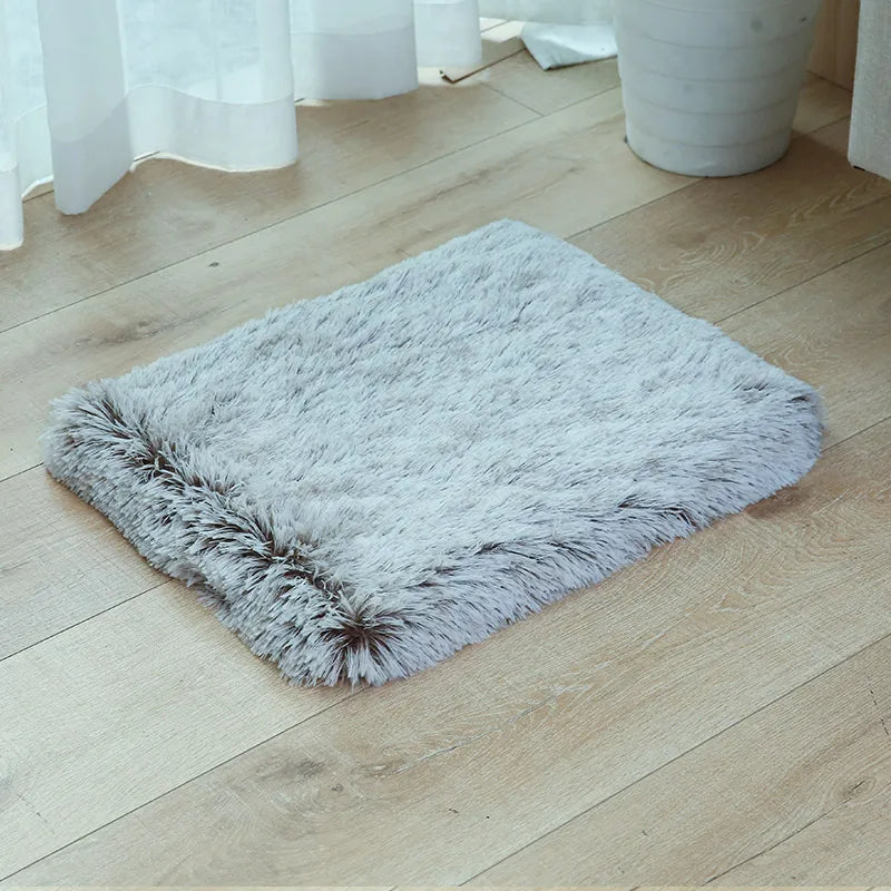 Cama para perros grandes de lujo de piel larga, cama para mascota de peluche, cojín de espuma viscoelástica 3D, colchón para mascotas para gatos y perros, cubierta extraíble