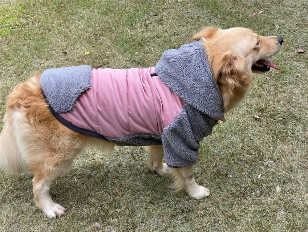 Vêtements d'hiver pour chien à carreaux réversibles épais pour chiens de petite, moyenne et grande taille, vêtements super doux et chauds pour animaux de compagnie avec capuche amovible, style tendance