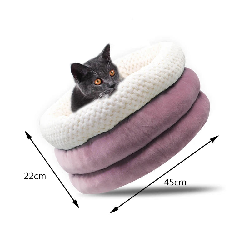 Cama de lujo para gatos, cama para gatos suave y redonda para dormir profundamente, cama para gatos muy cálidas para invierno, suministros duraderos para mascotas, lavable a máquina