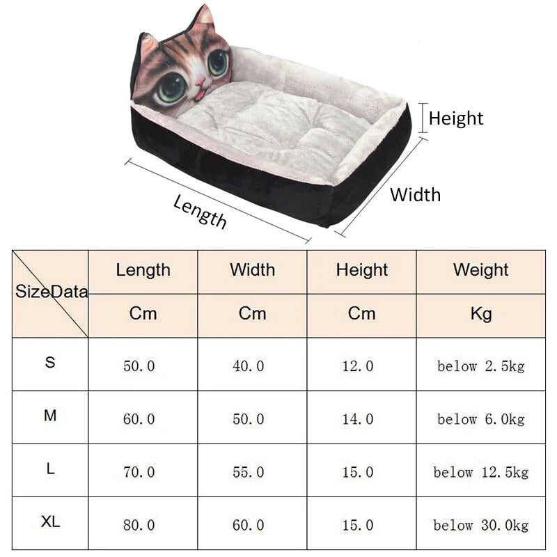 Cama para gato y cachorro cálida de invierno, sofá lavable con dibujos animados para mascotas, camas para perros pequeños, gatos, Yorkies, perreras Katten, productos para mascotas