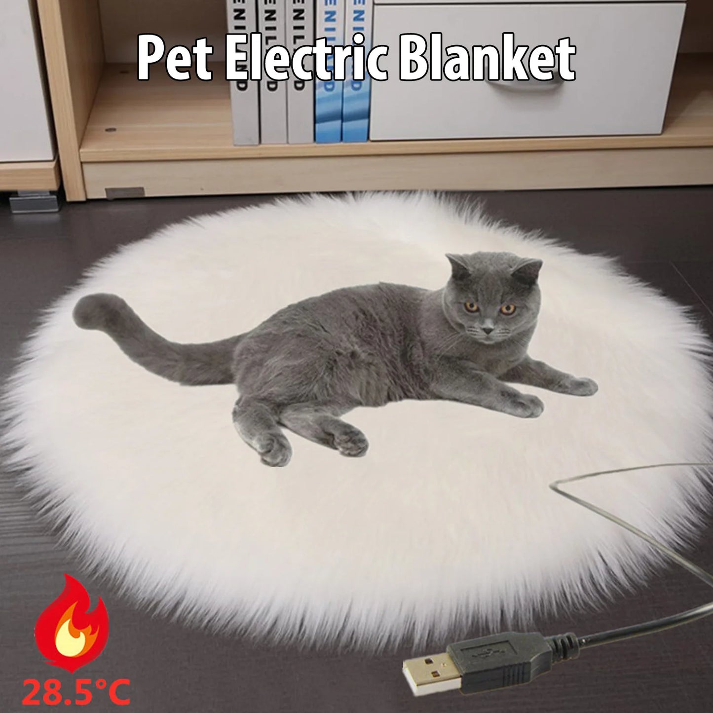 Almohadilla de felpa con calefacción para perros, estera eléctrica Usb, manta de cama para mascotas con temperatura constante, calentador para cachorros, cojín portátil para dormir en invierno para gatos