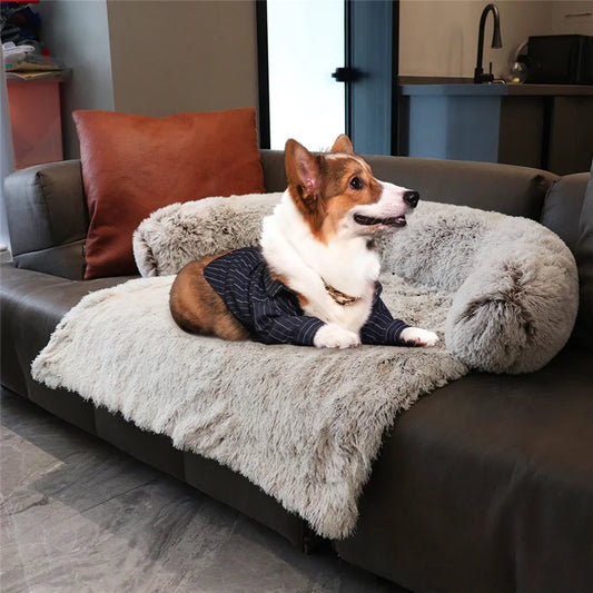 Washable Pet Sofa Dog Bed Calming Bed For Large Dogs Pad Blanket Winter Warm Cat Bed Mat Couches Car Floor Furniture Protector