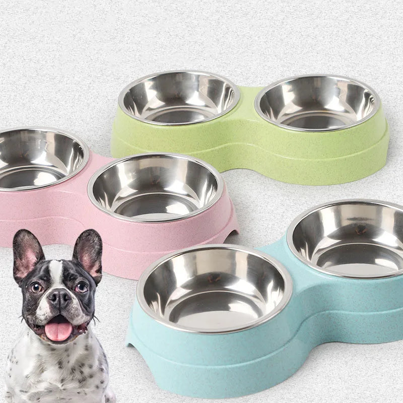 Double bols pour animaux de compagnie, distributeur d'eau et de nourriture pour chiens, en acier inoxydable, plat à boire pour animaux de compagnie, fournitures d'alimentation pour chat et chiot, accessoires pour petits chiens