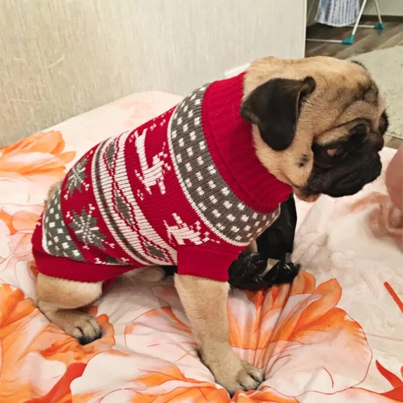 Ropa cálida para mascotas para perros pequeños y medianos Invierno Navidad Perros Suéter Ropa para mascotas Tejer Traje Abrigo Ropa con estampado de dibujos animados Estilo de moda