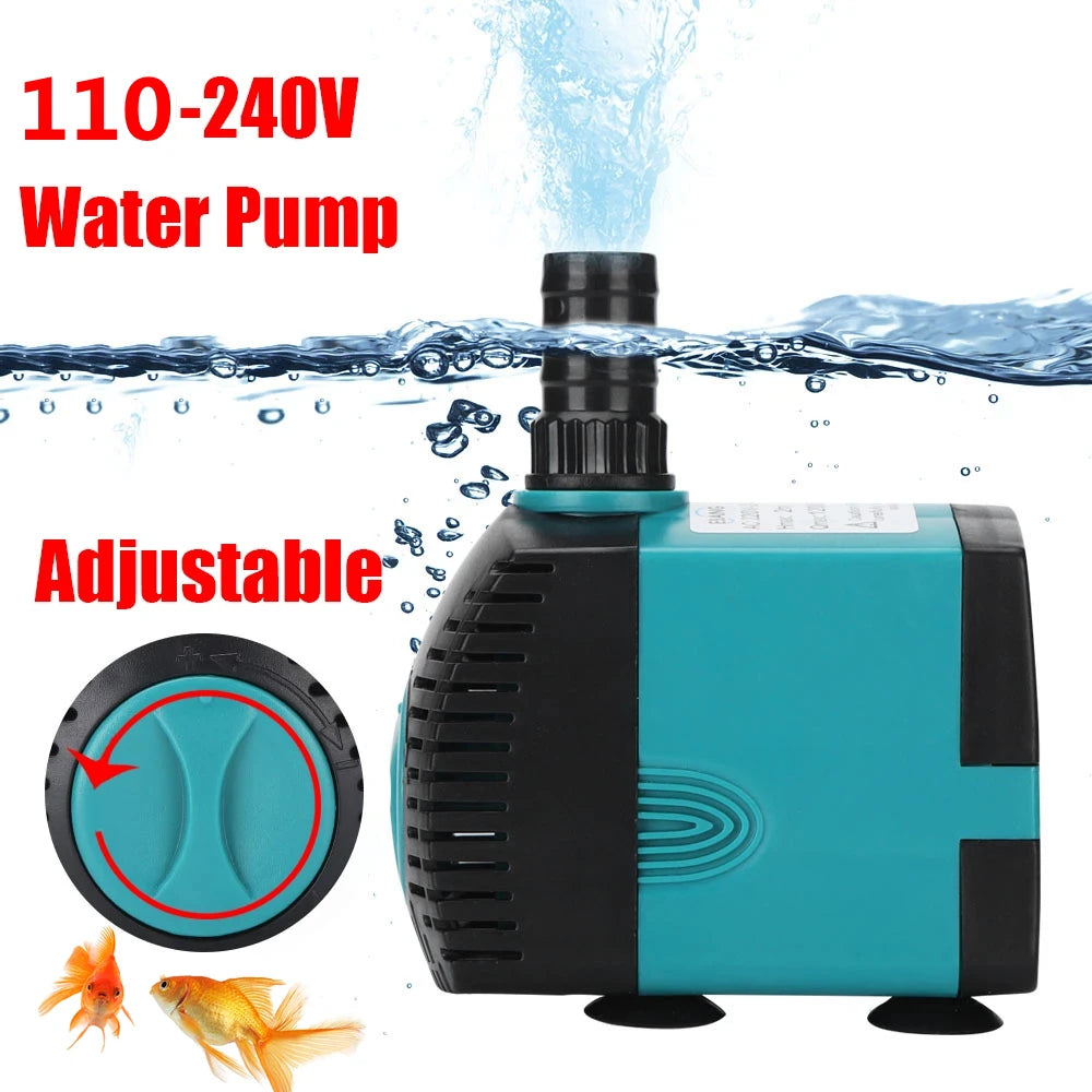 Pompe de fontaine d'eau Submersible Ultra silencieuse 3W 6W 10W 25W 35W 60W, filtre d'étang à poissons, pompe à eau d'aquarium, fontaine de réservoir 110V-240V