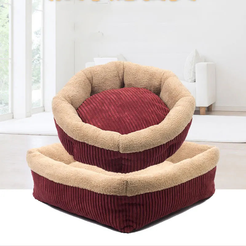 Round Square Lambswool Dog Beds for Small Dogs Luxury Sweet Mat Tray Cat Basket Cushion Sofa Pet Warm Puppies House