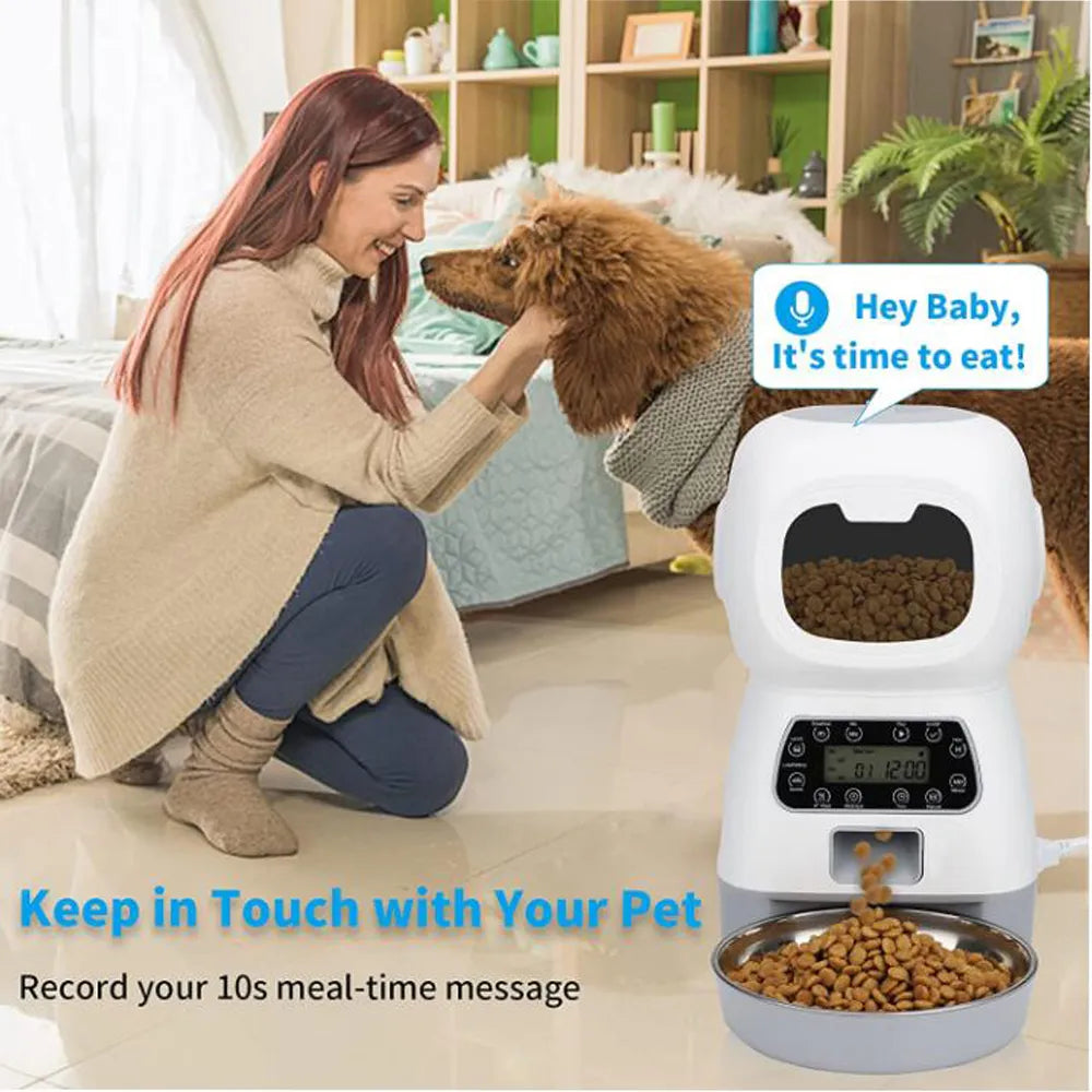 Alimentador automático de mascotas de 3,5l, dispensador de comida inteligente para gatos y perros, temporizador, tazón de acero inoxidable, alimentación automática para perros y gatos, suministros para mascotas