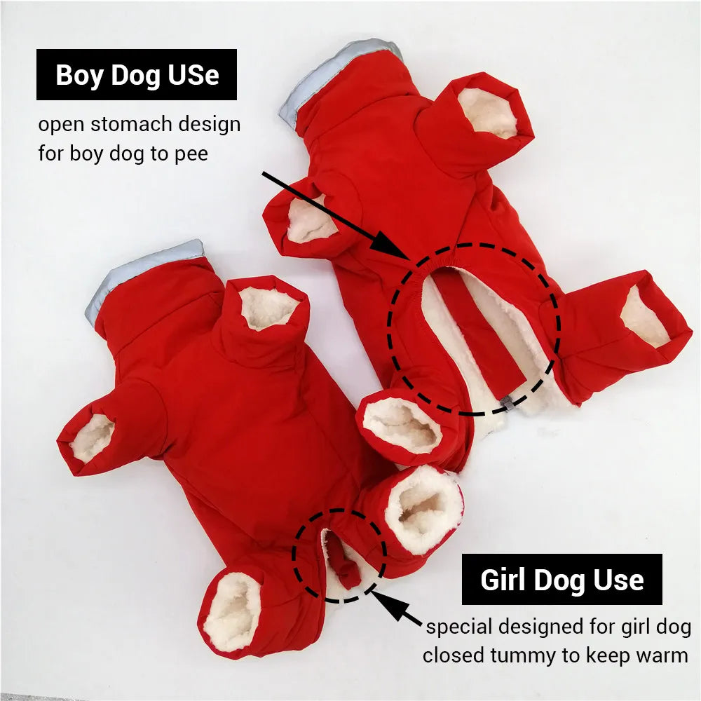 Winter Overalls for Dogs Warm Waterproof Pet Jumpsuit Trousers Male/ Female Dog Reflective Small Dog Clothes Puppy Down Jacket