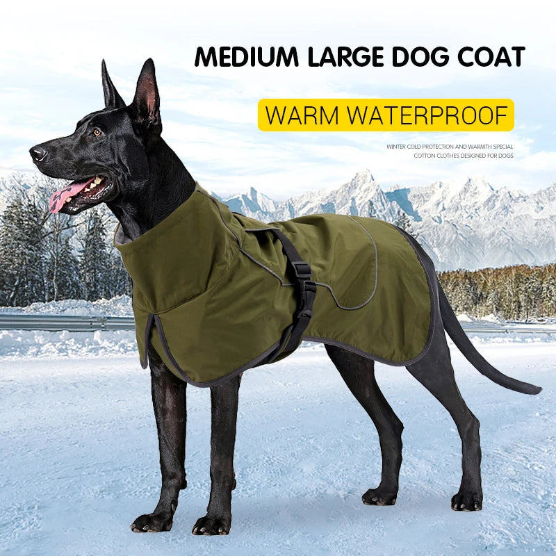 Winter Dog Jacket for Medium Large Dogs Waterproof Outdoor Pet Clothes Windproof Dog Raincoat Warm Poncho for Doberman Shepherd