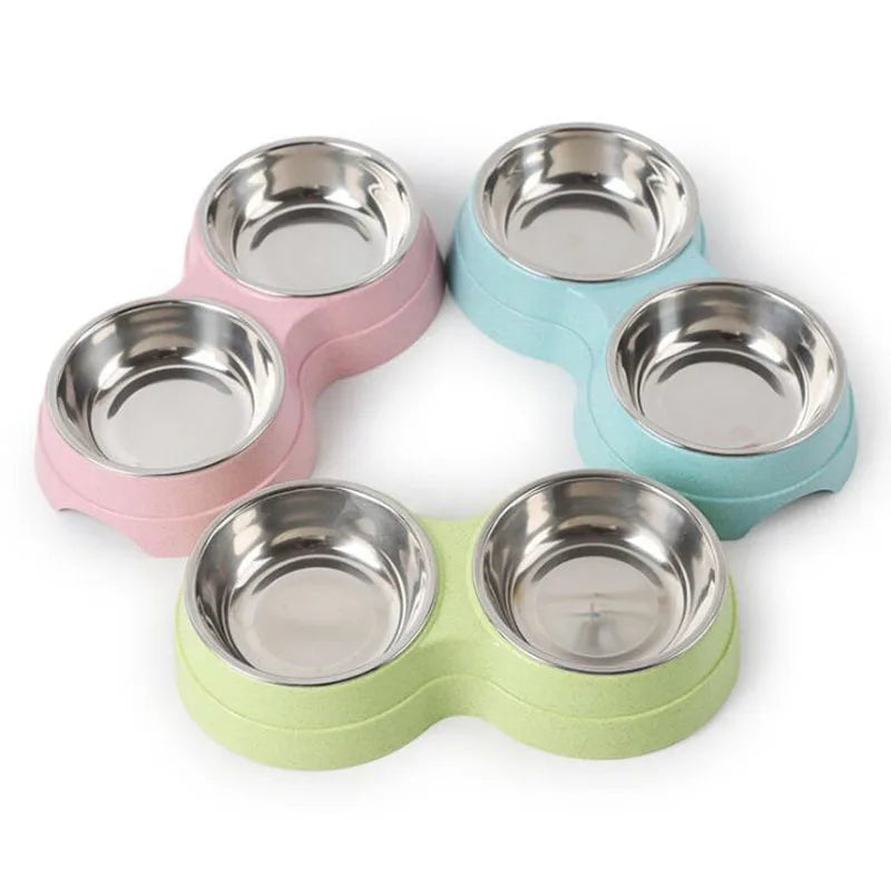 Double bols pour animaux de compagnie, distributeur d'eau et de nourriture pour chiens, en acier inoxydable, plat à boire pour animaux de compagnie, fournitures d'alimentation pour chat et chiot, accessoires pour petits chiens