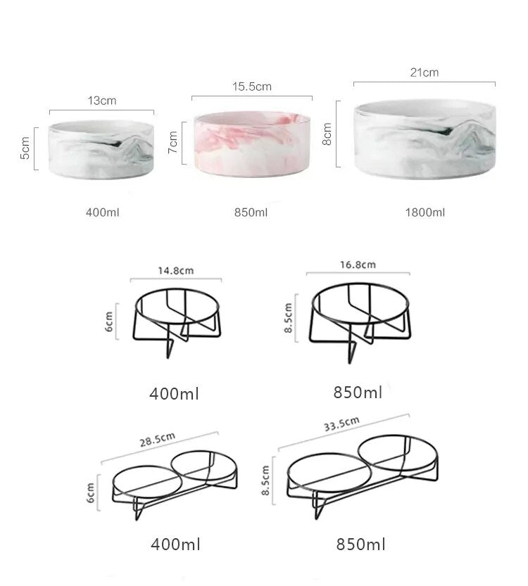 Bol en céramique pour chien, pour animaux de compagnie, chiot, nourriture, eau, marbre, fournitures d'alimentation, plat à boire, grand chat