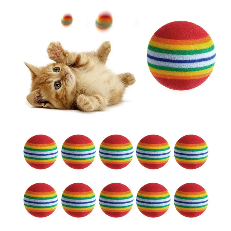 Pelota de juguete colorida para gatos, juguetes interactivos para gatos, sonajero para masticar, pelota de espuma Natural para rascar, suministros para entrenamiento de mascotas, 10 Uds.