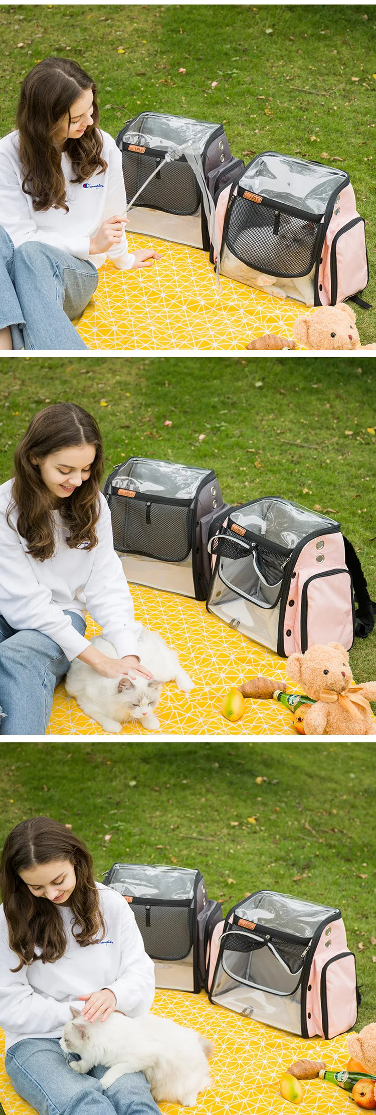 Cat Carrier Backpacks Pet Dog Outdoor Travel Trolley Case Small Dogs Space Folding Trolley Bags Universal Wheel Cats Backpack